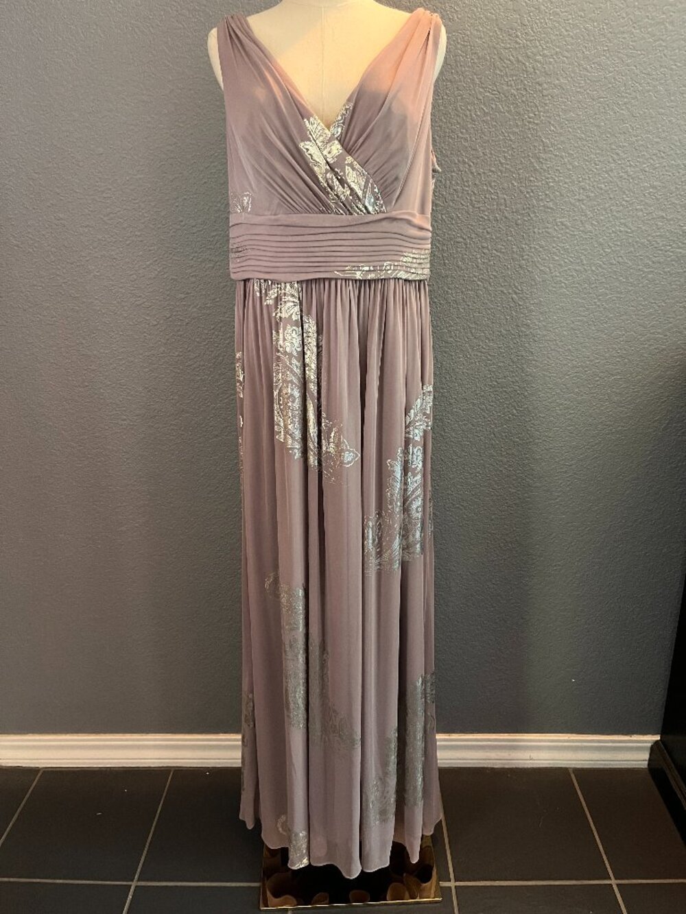 PATRA FOIL CHIFFON GOWN w/ MATCHING SHAWL WRAP MOTHER OF THE BRIDE EUC - 18 TALL